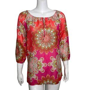 Tommy Bahama Tunic Shirt  Womens Size S Pink Paisley Lightweight Pullover